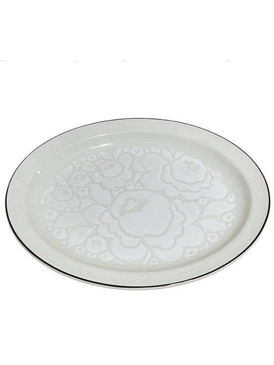 Vintage Other - Stonehedge Midwinter 12" Oval Serving Platter Dish Ivory White Flower Embossed